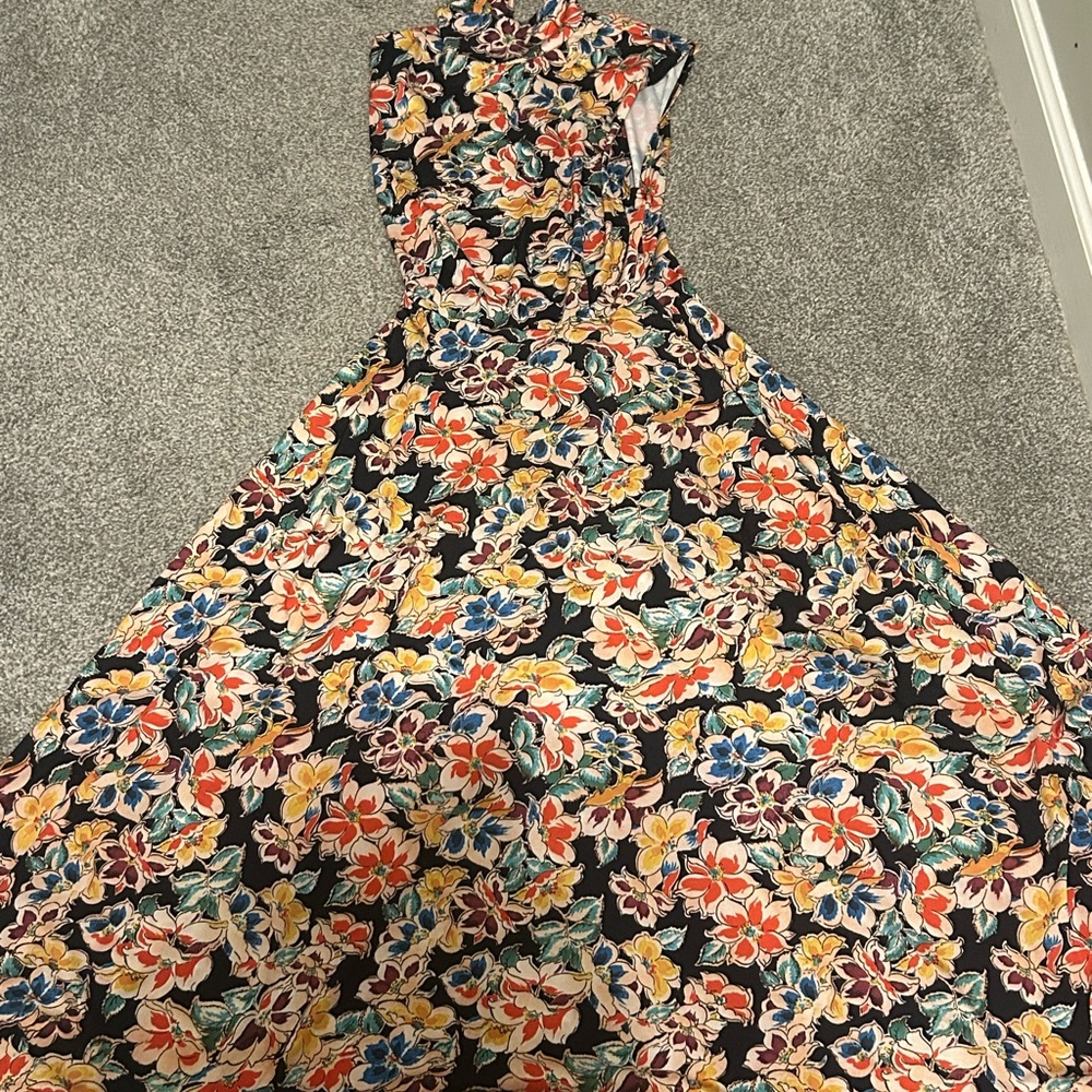 Zara mock neck sleeveless back tie dress